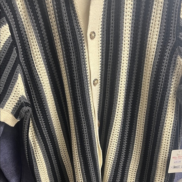 Lucky Brand Men's Striped Cardigan - Black Gray and Cream - Picture 5 of 9